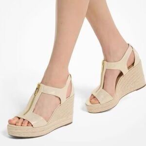 Gold Wedges Sandals Michael Kors Shoes Metallic Sandals Espadrilles Wedge Heel